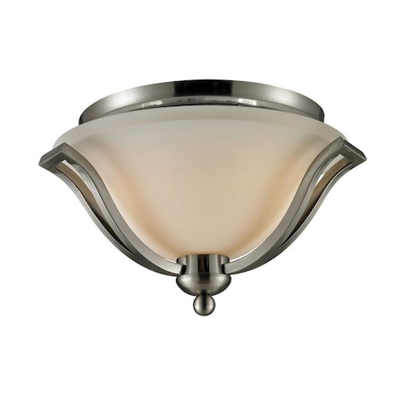 Z-Lite Lagoon 2 Light Ceiling, Brushed Nickel & Matte Opal 704F2-BN